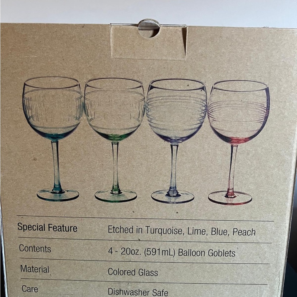 4-20oz ballon goblets colored